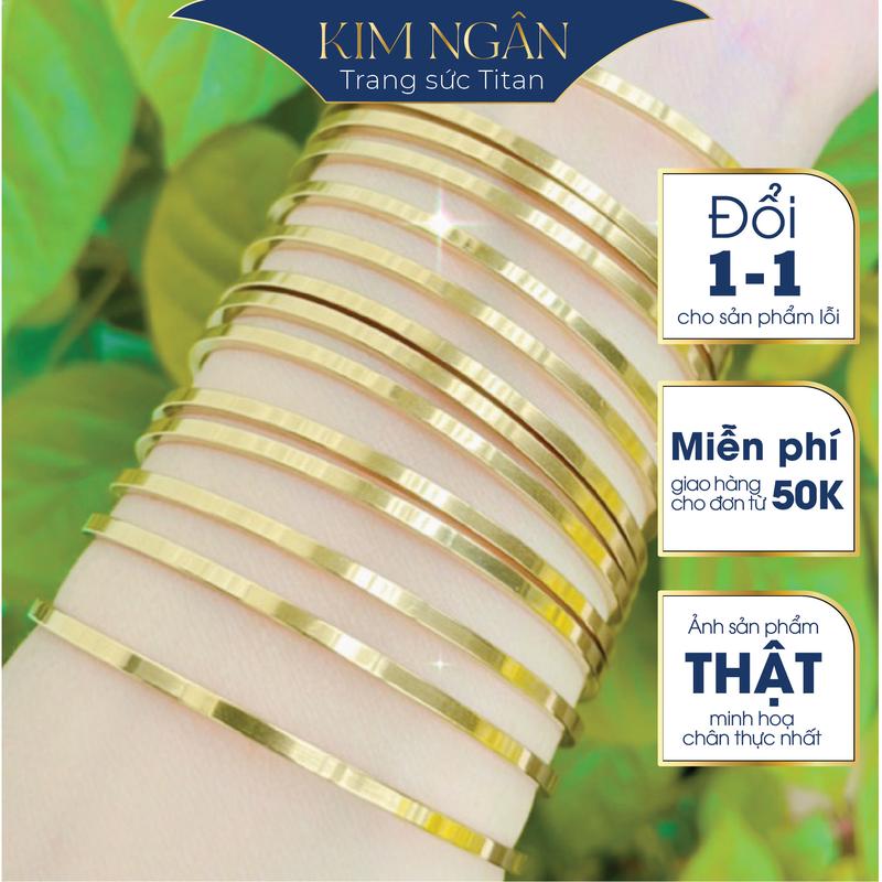  Ximen - Bộ 7 vòng tay 1.5 ly Vòng tay titan mạ Vàng bản vuông không gỉ không bạc màu thiết kế tinh tế Trang sức Titan cao cấp Titanium Cao Su 