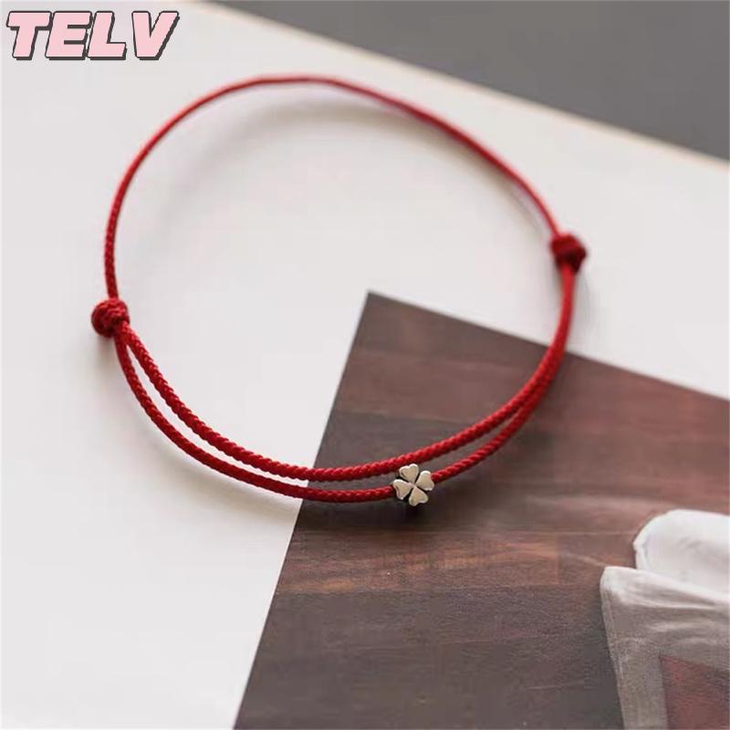 Product Introduction of TELV Four-leaf Clover Mini String Bracelet Lucky Red Handmade Rope Charm Bracelet 4