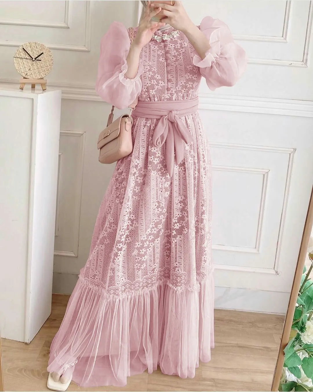 Maxi Brukat Muslim Inara Plain Wanita Katun Panjang