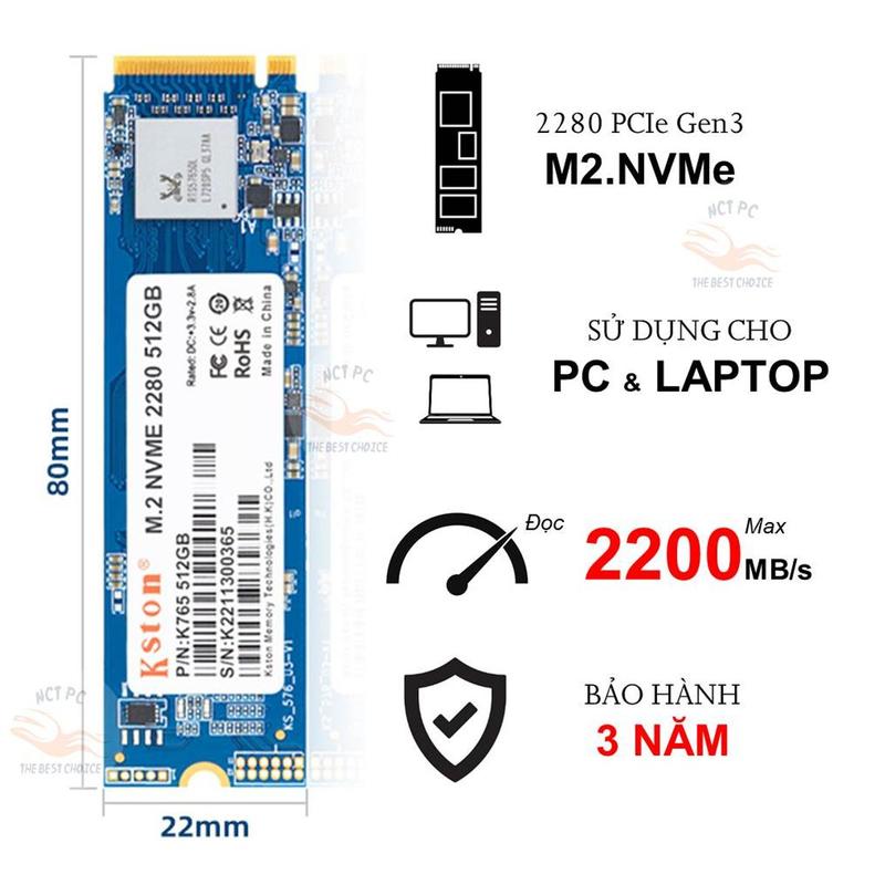   Rẻ vô địch+Cài Win  Ổ Cứng SSD M.2 NVMe KSTON SSD 512GB 1TB 256GB 128GB SSD M2 PCIe 3.0 NVMe M.2 SSD 