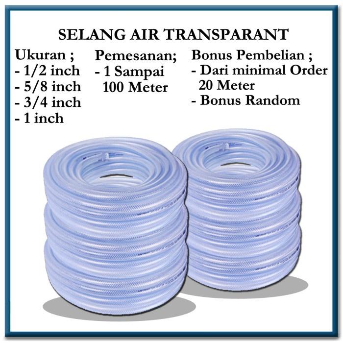 SELANG AIR 5 METER 1 ROL 1/2 5/8 3/4 1 INCH SERAT BENANG TRANSPARANT SELANG TAMAN ALAT CUCI MOTOR MOBIL COD 3