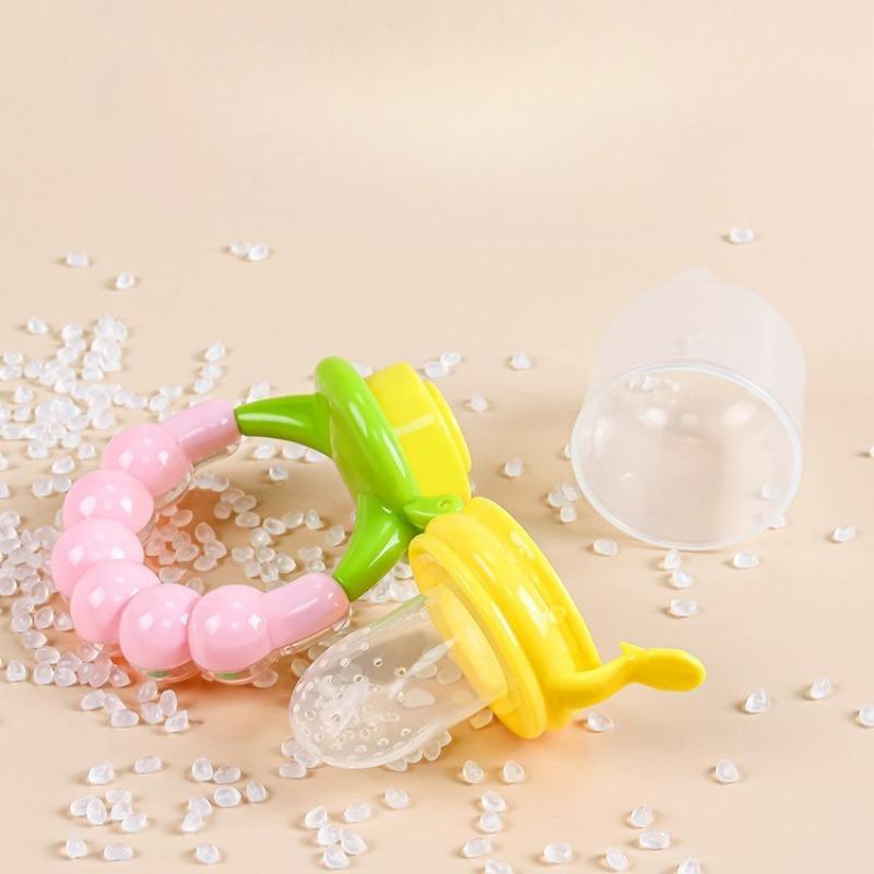 Baby 2 In 1 Fruit Pacifier with Lid, Safe Baby Fresh Food Pacifier with Rattle Handle, Baby Food Supplement Feeder Fruit and Vegetable Feeder Pacifier 5