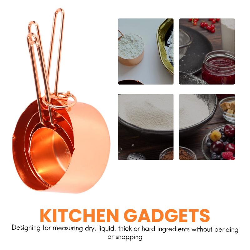 Rose gold Stainless Steel Measuring Cups and Spoons set of 8 Engraved Measurements,Pouring Spouts & Mirror Polished for Baking and Cooking 5