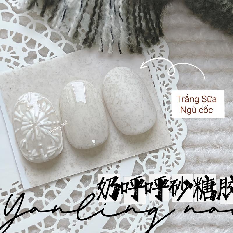 SƠN GEL TRẮNG SỮA NGŨ CỐC siêu xinh, cọ đầu tròn rất dễ sơn