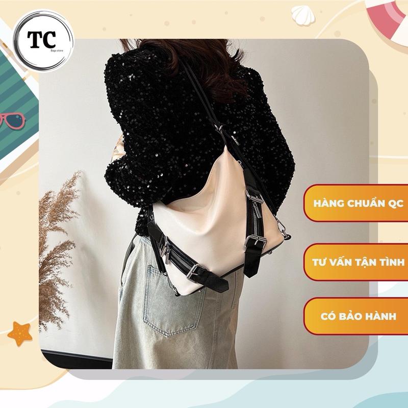  Túi Xách Nữ Da Mềm Thời Trang Trẻ Trung Cá Tính Phối Khoá Kéo Size 25cm Đeo Vai Đeo Chéo Đeo Balo Bag Nữ T27 