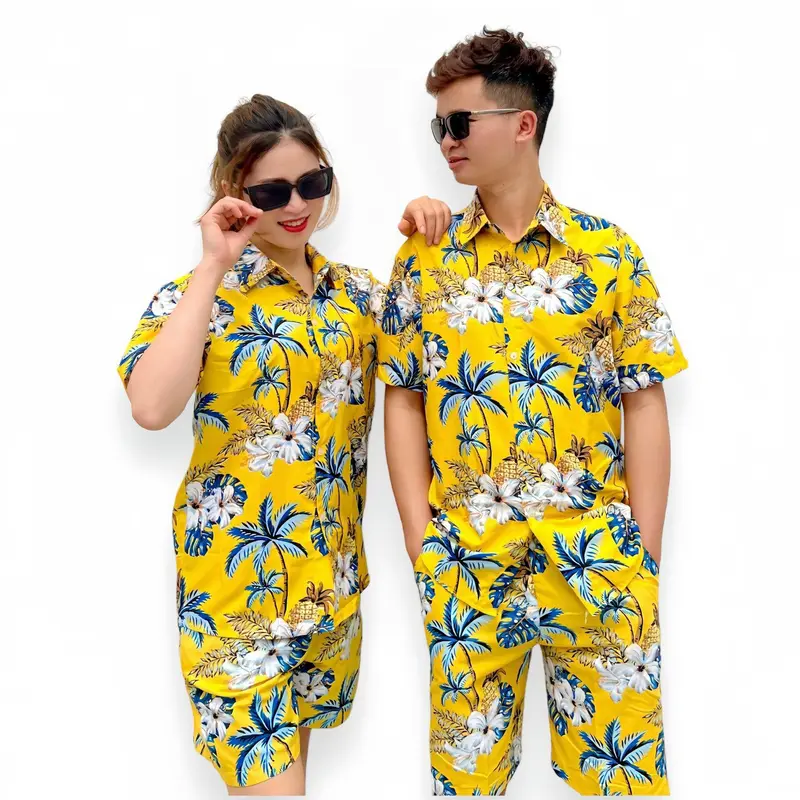 [Xưởng Xả Kho] Bộ Sơ Mi Đi Biển Họa Tiết  Nổi Bật  - Sơ Mi Hoa Lá - Sơ Mi Du Lịch - Áo Nhóm Team Building- Đủ Size Nam Nữ- - Kate Voi Top Women 7