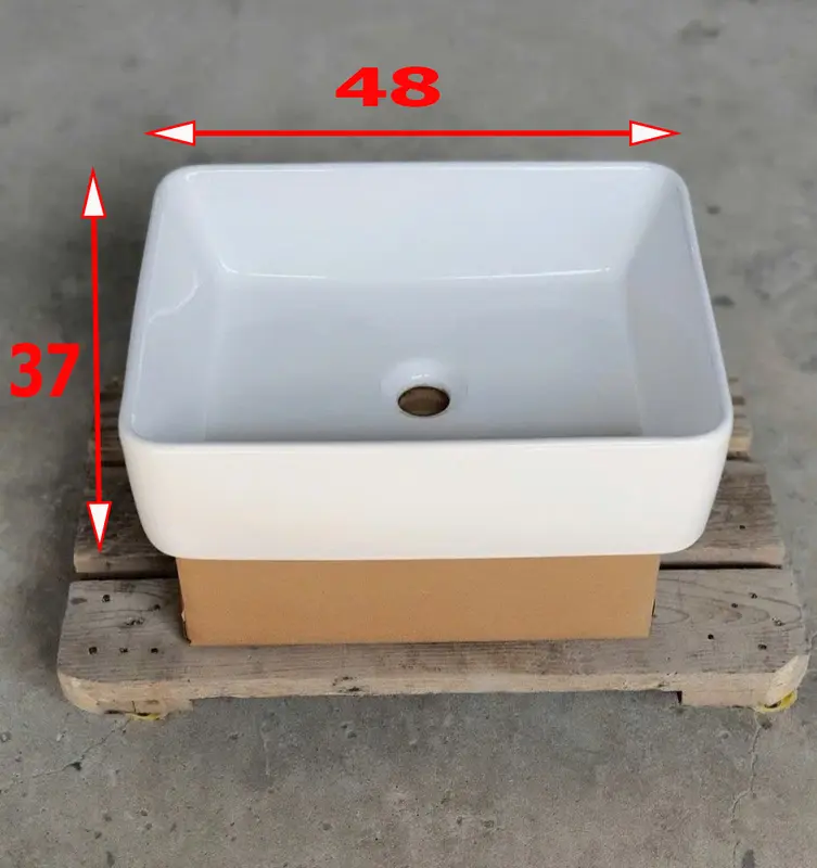 Chậu rửa mặt lavabo Đặt Bàn Đá 8816NA thương hiệu NA.GRAND, men NANO trắng sáng chống ố chống bám bẩn lavabo vuôngtrắng 2