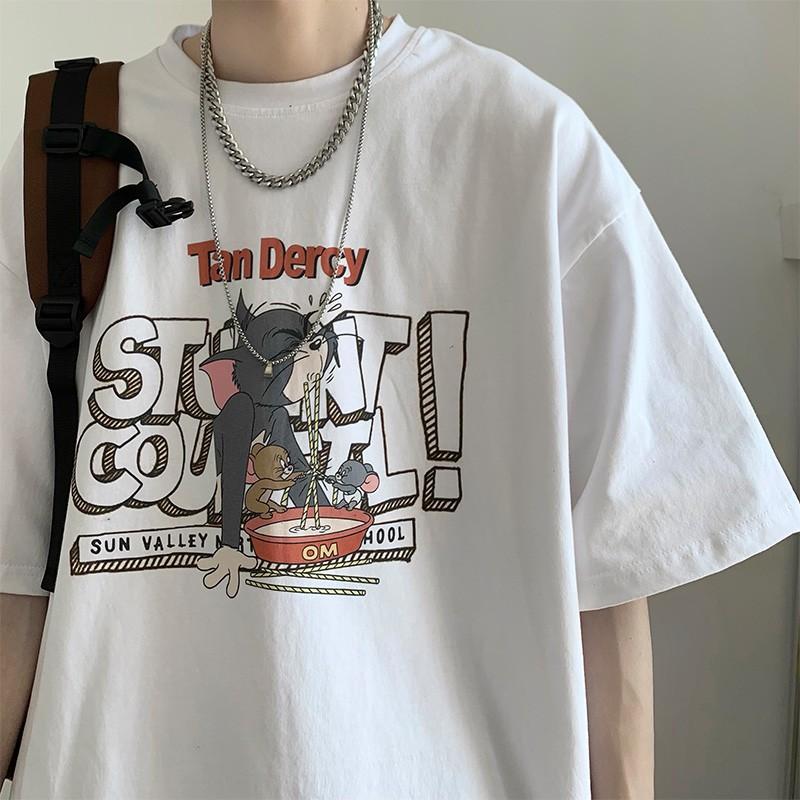 Áo thun nam, áo thun nữ, áo phông unisex tay lỡ form rộng oversize TOM2 3