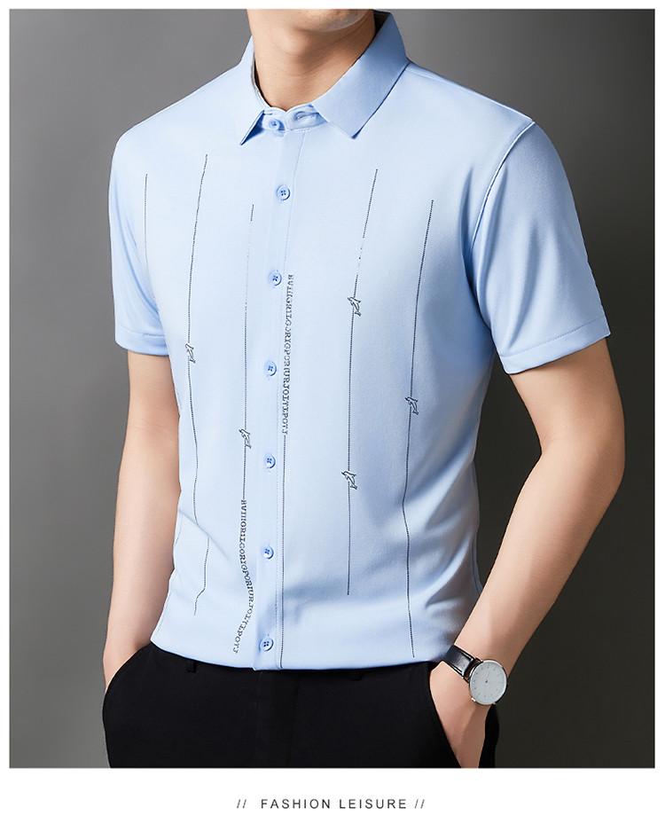 Product Introduction of Men's Casual Polo Shirt Short Sleeve Breathable Easy Versatile Striped Design 2