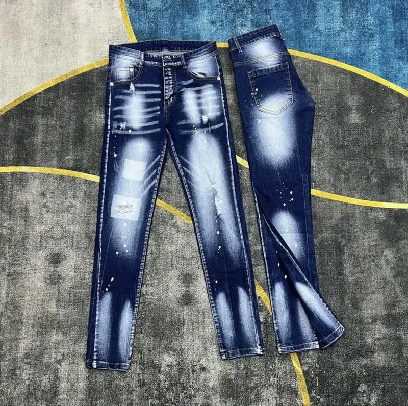 Quần jean nam Skinny jean nam chất bò co dãn dày dặn mẫu HOT Menswear Pants - Màu xanh xướt Có Túi 4