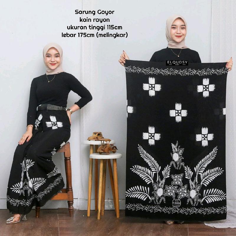PREMIUM SARUNG SANTRI PUTRI / SARUNG SANTRI WANITA / SARUNG GOYOR WANITA Rayon Batik Muslim Dewasa Nyaman 6