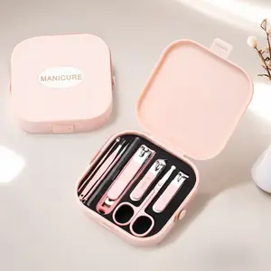 Manicure Set 8pcs dengan Box Tenteng - Gunting Kuku Ada Penampung Kuku - Set Gunting Kuku isi 8pcs