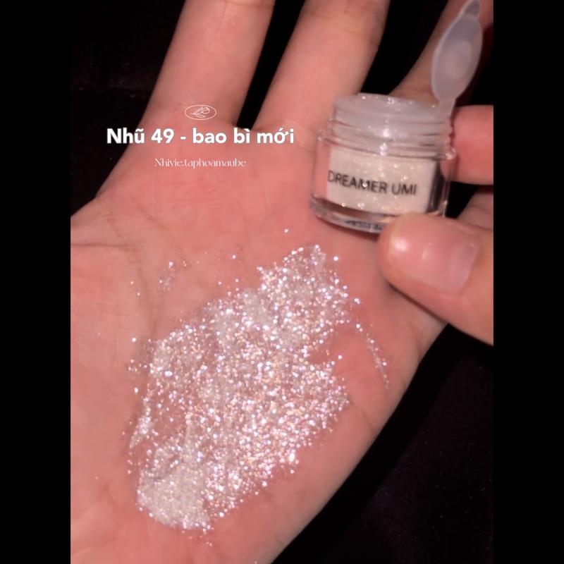 Nhũ mắt kim tuyến dạng khô hạt rời dreamer umi màu 49 bạc trắng