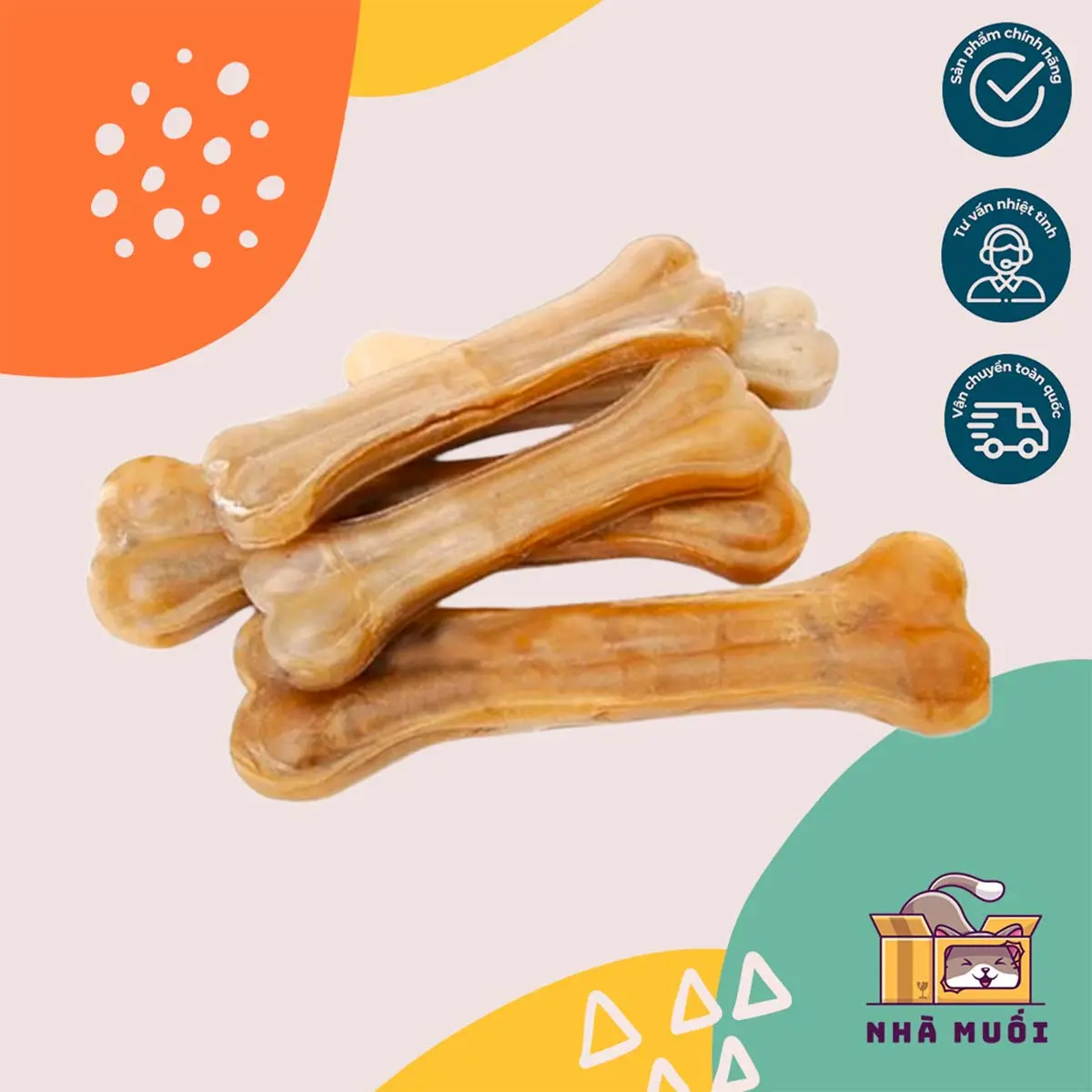 Xương gặm da bò bổ sung canxi chống ngứa răng và làm sạch răng cho chó