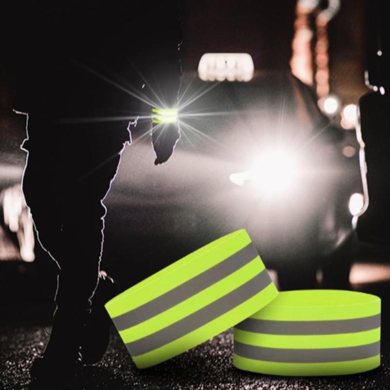 Product Introduction of High Visibility Safety Reflective Band, 2 Counts/set Reflective Band for Night Walking, Cycling and Running, Wrist, Arm, Ankle and Leg Reflective Band 4