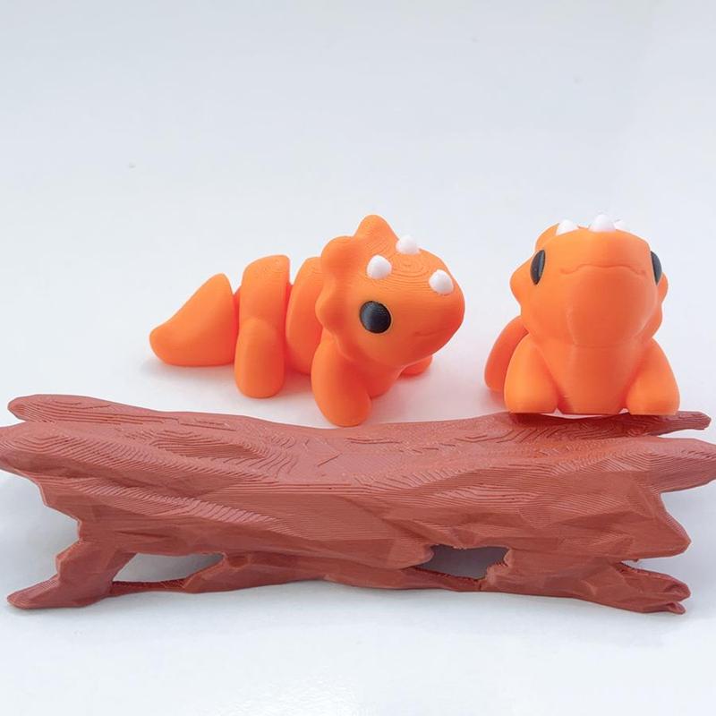 Product Introduction of 3D Printed Cute Cartoon Triceratops Figurine, 1 Count Creative Desktop Decoration Statue, Movable Joints Animal Ornament for Home Office 3