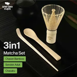 One Two Cups Matcha Set Kit Chasen Chashaku Bamboo 3 PCS - S40