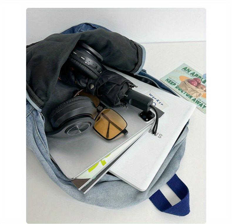 Product Introduction of Vintage Style Tie-Dye Denim Backpack, Large Capacity with Adjustable Straps - Fashion Backpack for School and Commuting 9
