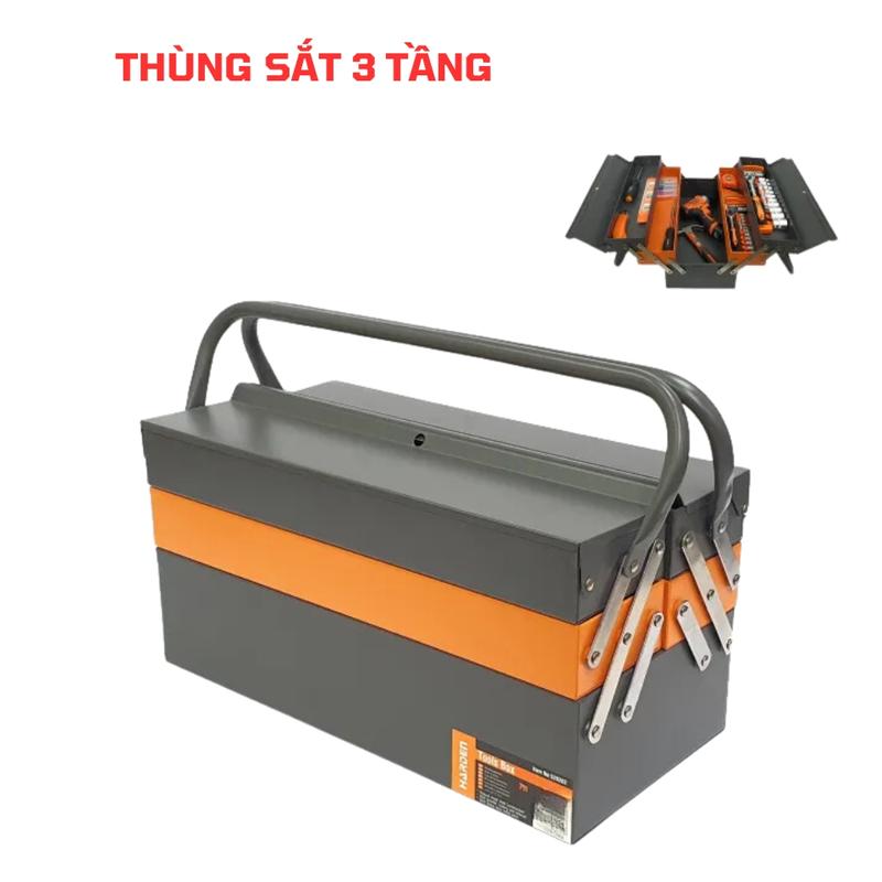 Hộp đựng dụng cụ, hộp đựng đồ nghề đa năng cỡ lớn thép cao cấp HARDEN | Hộp đựng đồ nghề 3 tầng, 5 ngăn, 2 tay cầm có sức chịu tải lớn, sơn tĩnh điện sáng bóng, bền bỉ