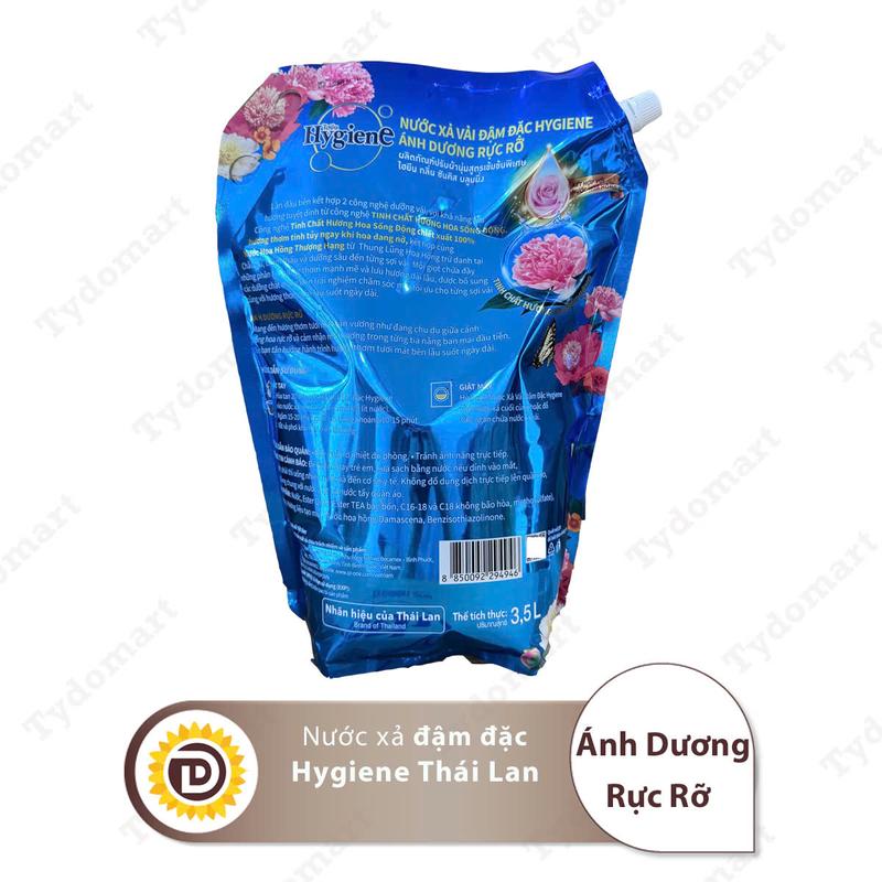 (Túi 3.5L) Nước Xả Vải Đậm Đặc Hygiene Thái Lan Hương Hoa Làm Mềm Vải 5