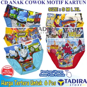 6 Pcs Celana Dalam Anak Laki Laki Usia 1-9 Tahun Motif Gambar Kartun Multiwarna TADIRA Store pakaian fashion