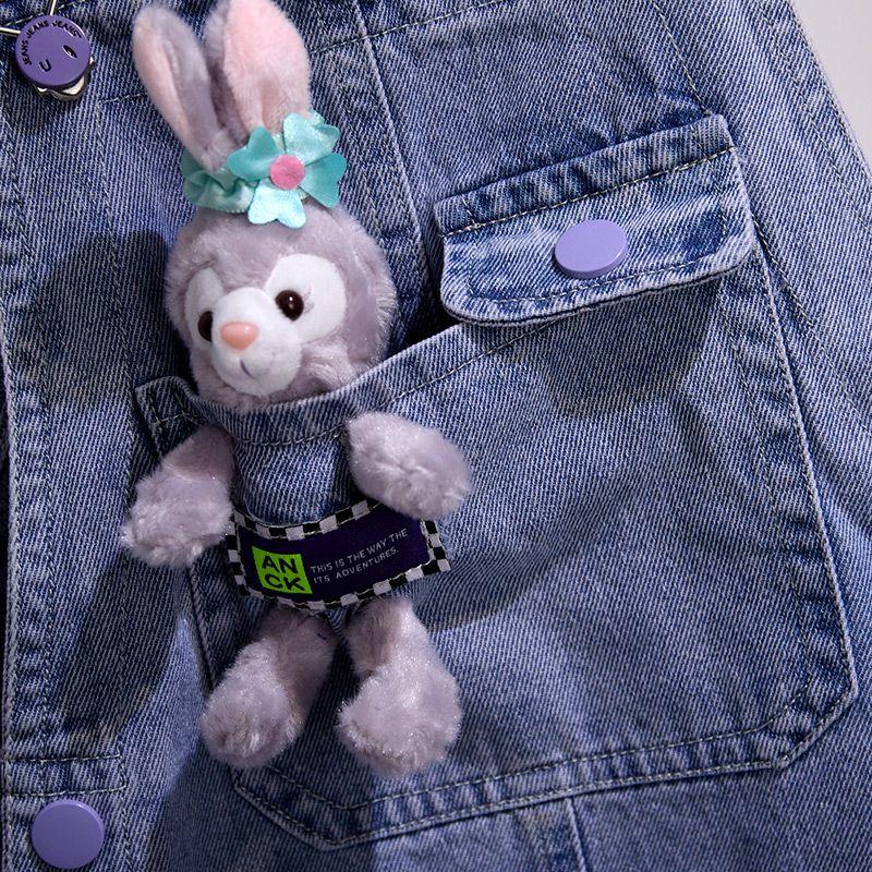 Bộ Váy Denim Cho Em Bé Cho Bé Gái, Hàng Mới Về Mùa Hè 2024, Dành Cho Trẻ Em Trung Bình Và Lớn, Áo Ngắn Tay Hoạt Hình Yang Pai, Váy StellaLou 4