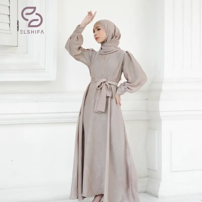 ELSHIFA DRESS BAHAN SANTORINI Formal Lembut Muslim Pesta 0