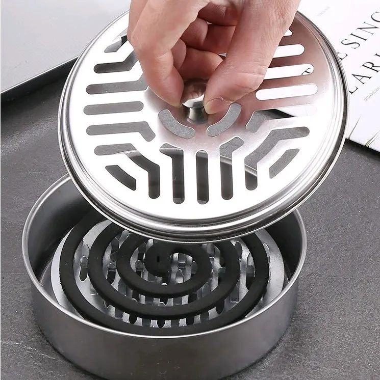 khay đựng nhang muỗi có nắp đậy an toàn Có nắp Điều chỉnh được Phòng ngủ Màu đen Tròn