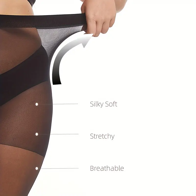 6pcs Plus Size Sheer Tights - High Waist, Slim Fit Pantyhose in Black, Nylon/Spandex/Polyester Blend, Hand Washable - Smooth, Stretchy & Comfortable for Casual Attire, Leggings Plus Size 5