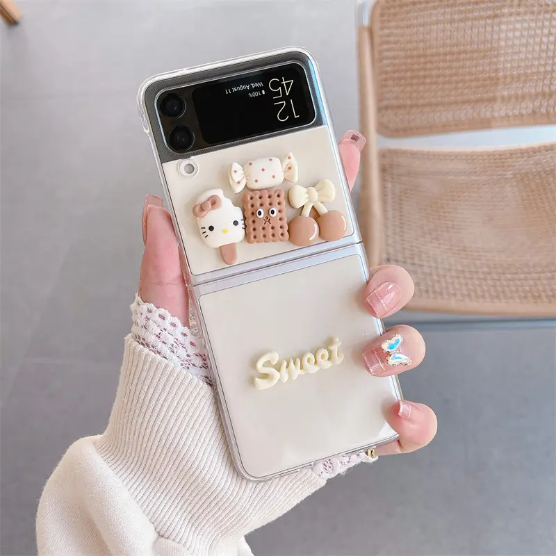 เคสไอศกรีมลายการ์ตูนน่ารักสำหรับ Galaxy Z Flip 3 5G Z Flip3 Flip4 Zflip3 Zflip4 Z Flip 4 Funda