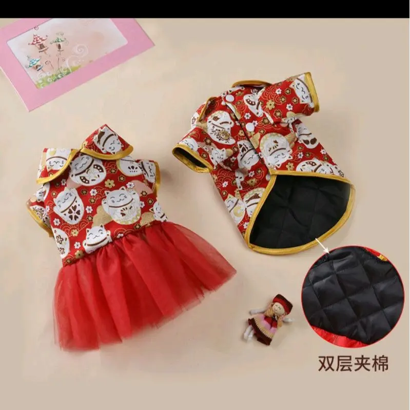 Áo Váy tết chó mèo đi chơi lễ hội, Quần áo thời trang cho thú cưng trình diễn catwalk 2