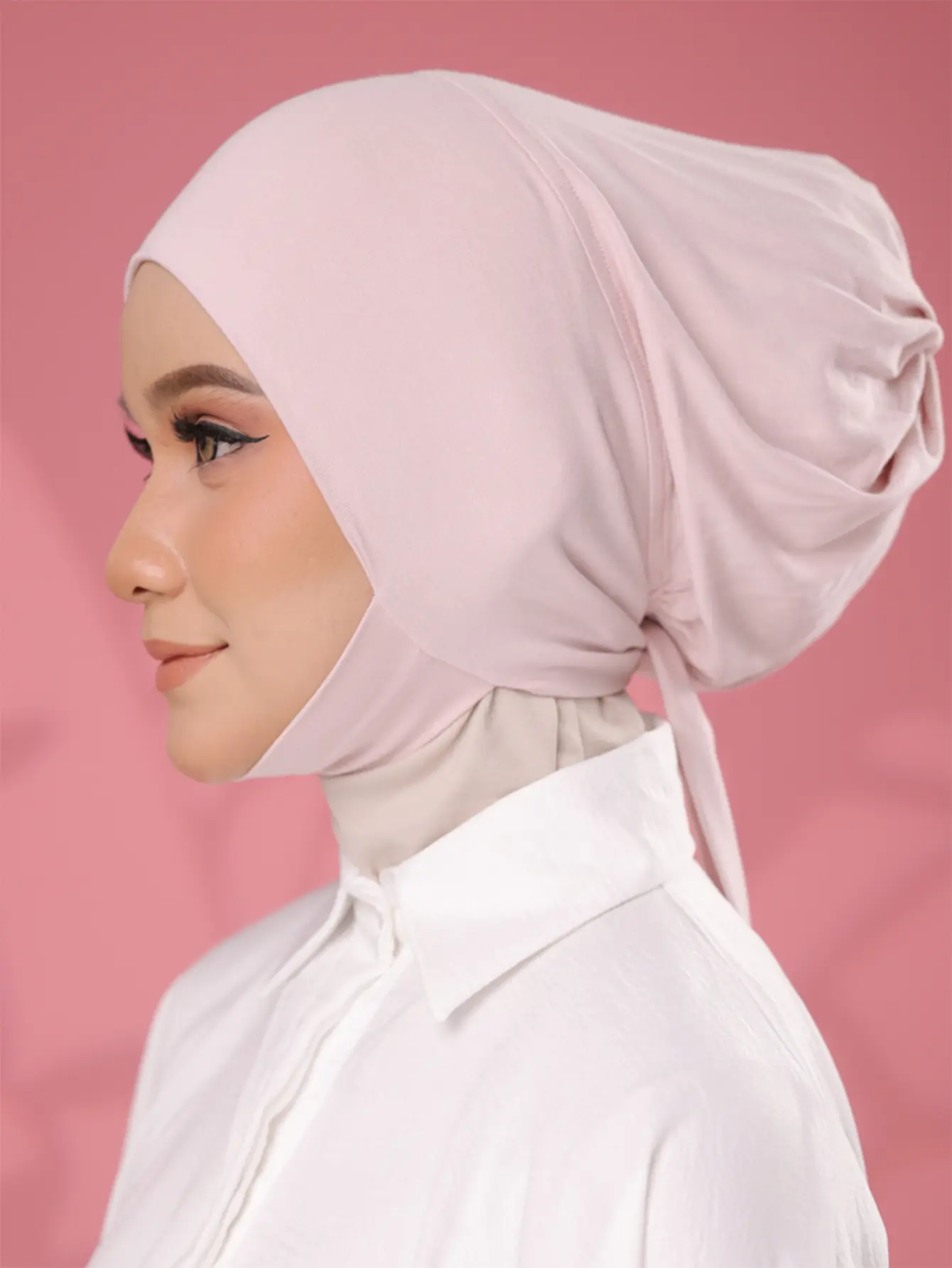 Solid Color Muslim Tudung Elastic Inner Instant Cap Women Milk Silk Stretch Hijab Undercap Casual All Seasons Underscarves