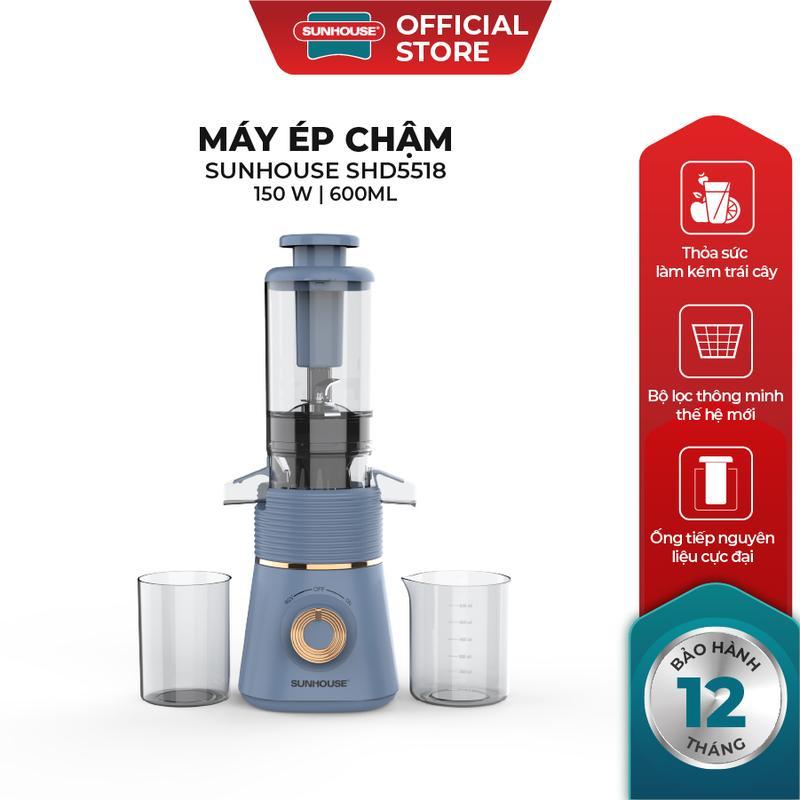 Máy ép chậm Sunhouse SHD5518 - Dung tích 600ml - Làm được kem, lưỡi cắt vượt trội - Ống tiếp nguyên liệu lớn 108mm