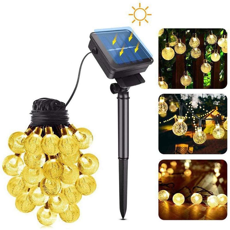 Đèn LED năng lượng mặt trời Crystal Bubbble String Solar String, LED tự động bật vào lúc hoàng hôn ngoài trời không thấm nước ngoài trời sân vườn cảnh quan sân vườn Raya Đèn trang trí nhà