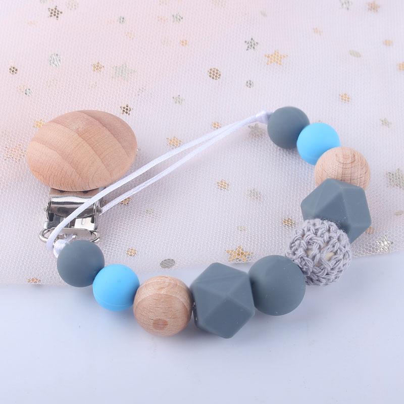Product Introduction of New Baby Silicone Soothing pacifier Chain Baby Tooth Grinder Tooth Glue Toy Multi color Anti drop Bracelet 11