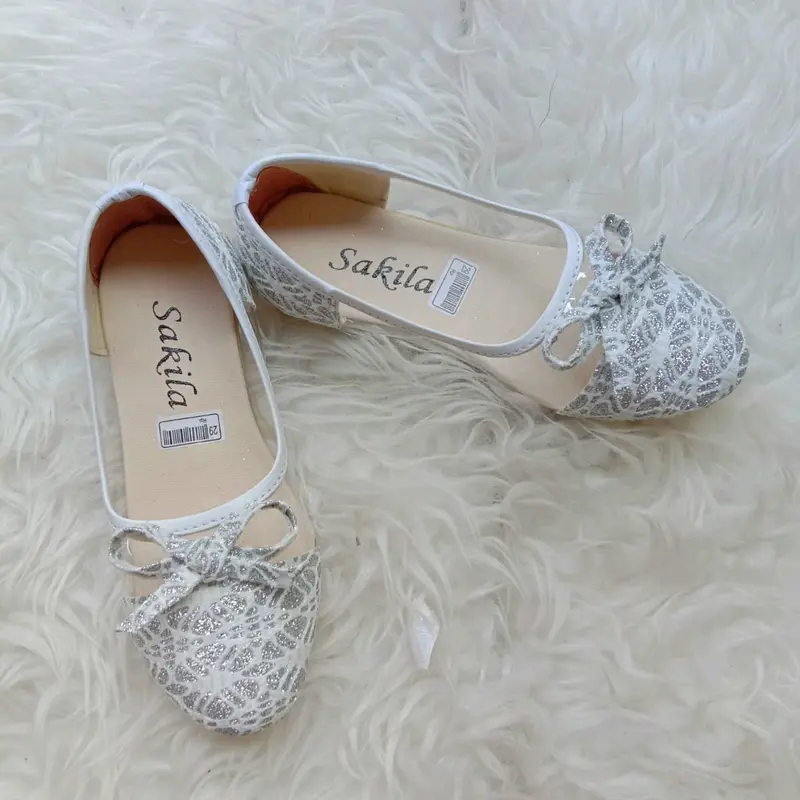khainuna sepatu flat kaca brukat size 26-30 31-35 anak kaki fashion Tanpa Hak 2