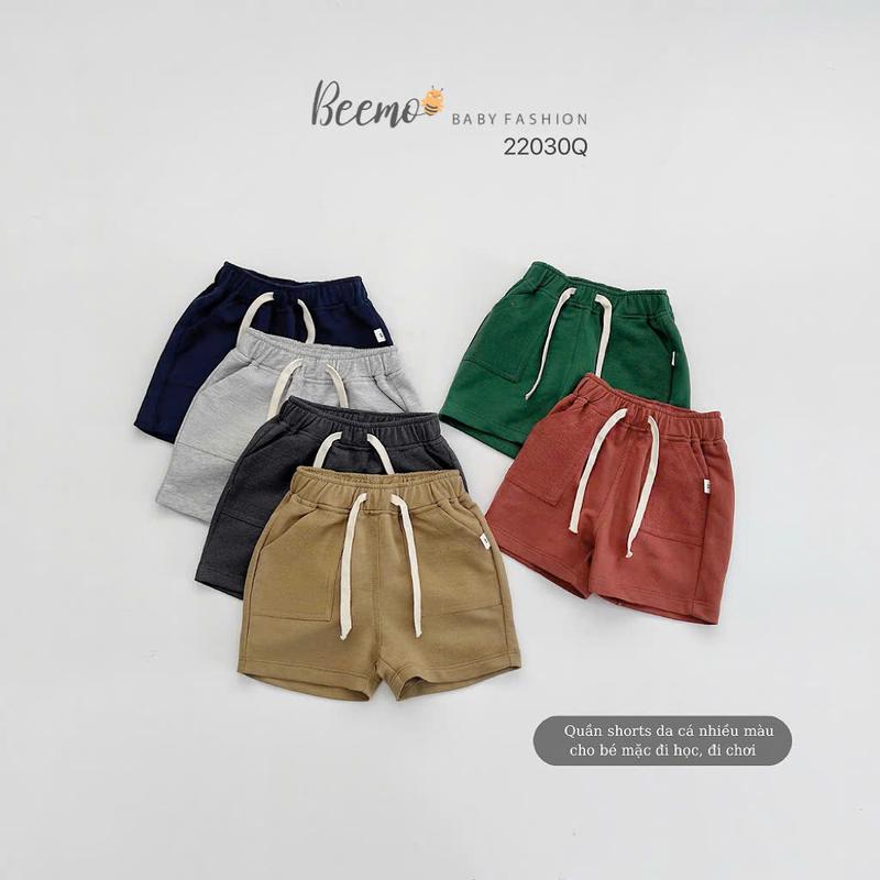Quần đùi Beemo Form vừa phối túi kèm dây rút chất liệu cotton co giãn thoải mái vận động mặc hè cho bé từ 1 - 7 tuổi 22030Q Vải Cotton