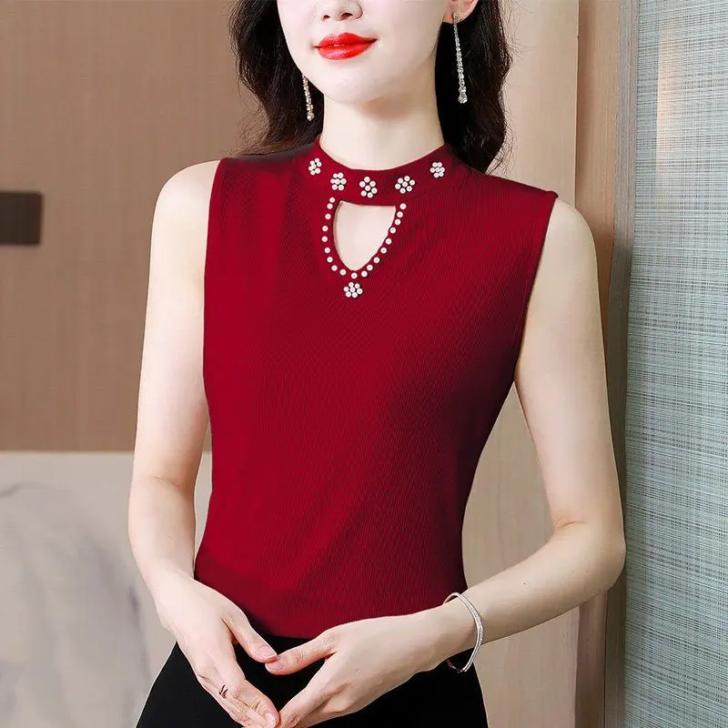 Áo Hai Dây Không Tay Thường Ngày Thời Trang1 Cho Nữ Áo Hai Dây Màu Trơn Hàn Quốc Áo Cánh Đính Cườm Dáng Ôm Trang Phục Nữ 0