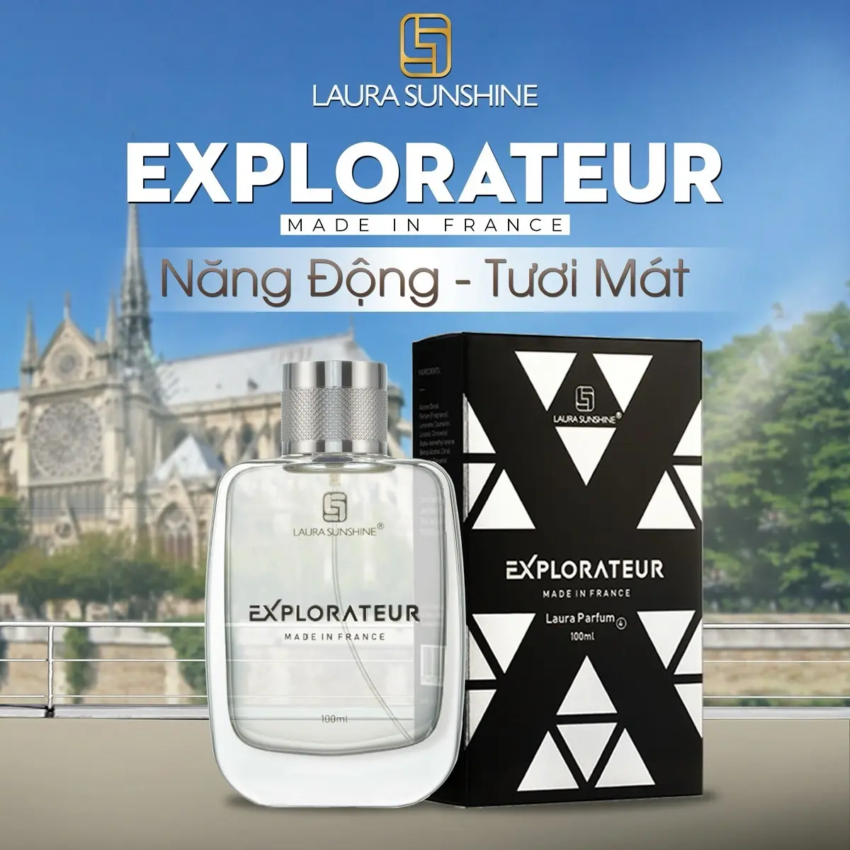 Nước Hoa Laura Sunshine Nhật Kim Anh cho Nam Explorateur Laura Paris No4 100ml Perfume Cosmetic