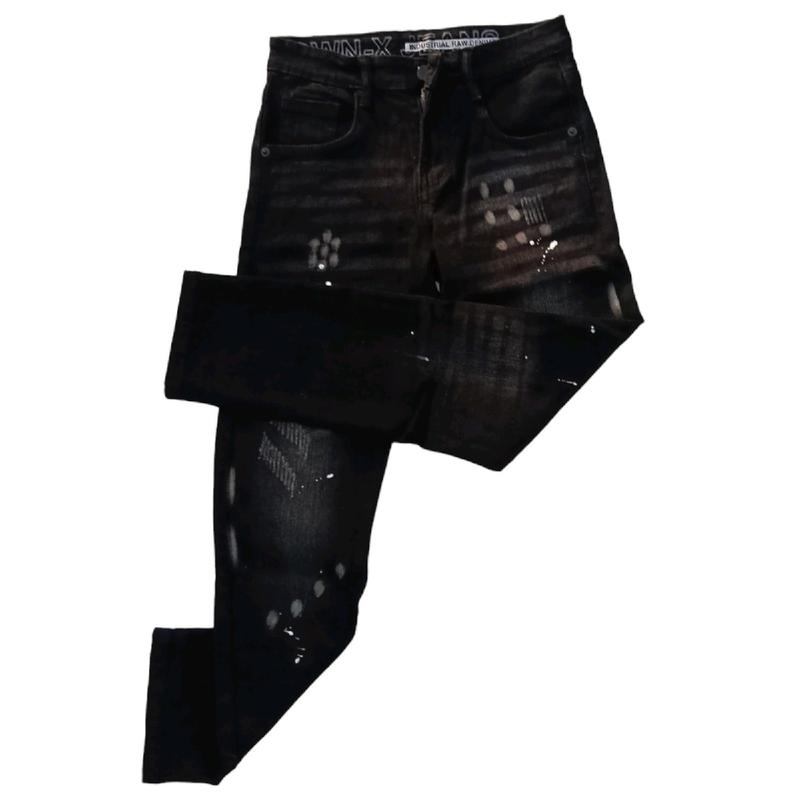 Quần Jean Sai NHỠ TỪ 30kg_50kg Màu đen hai khóa đầu gối Menswear Nam Pants Có Túi Tre 3