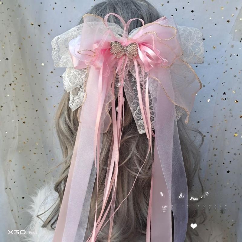Product Introduction of Kẹp Tóc Nơ Ren Da Quạt Công Chúa Lolita, Phong Cách Nhật Bản, Hoa Lộng Lẫy, Thích Hợp Cho Cô Dâu Đám Cưới Và Cô Gái Mori, Kẹp Bên 4