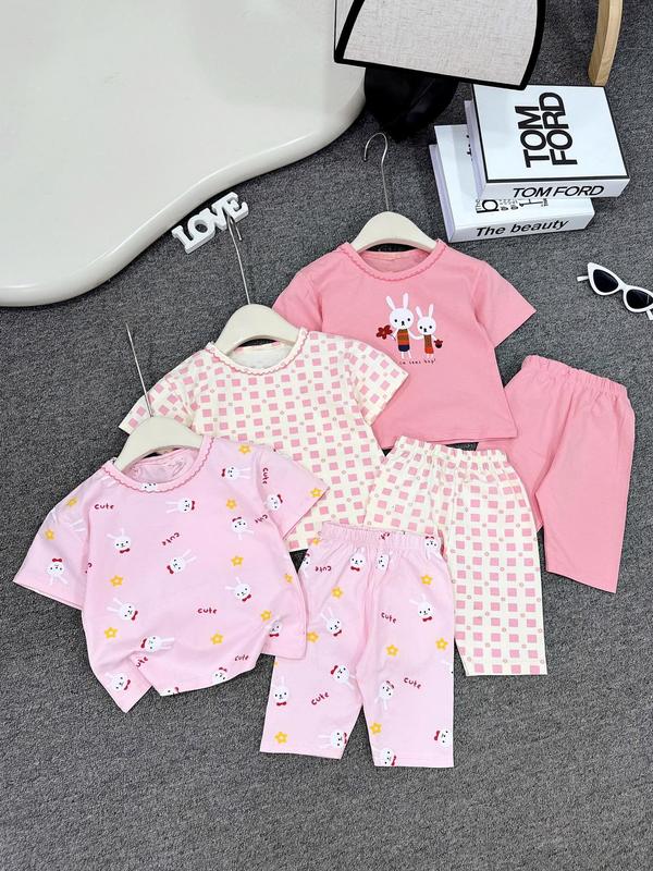 bộ quần áo ngắn tay vải thun cotton cho bé gái 1