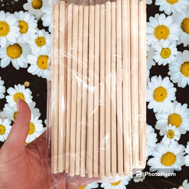 Ống hút giấy Kraft phi 6 phi 8 dùng 1 lần hữu cơ an toàn bảo vệ môi trường - Combo 100 ống