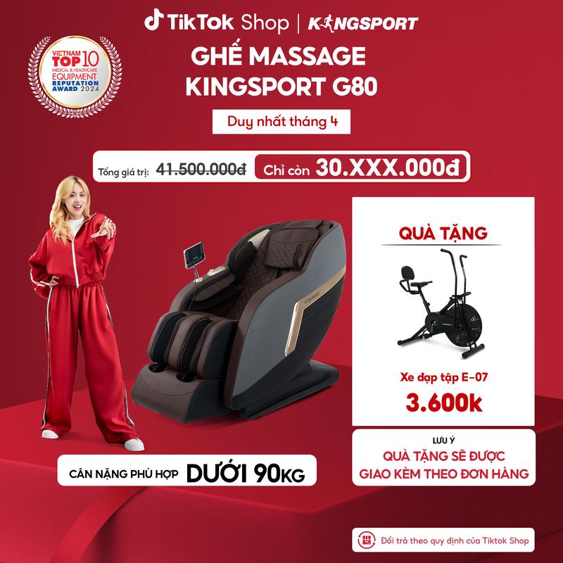 [Miễn phí lắp đặt] Ghế massage KINGSPORT G80 cao cấp con lăn 3D với 12 bài tập, công nghệ lọc khí Ion âm, túi khí massage chân cao