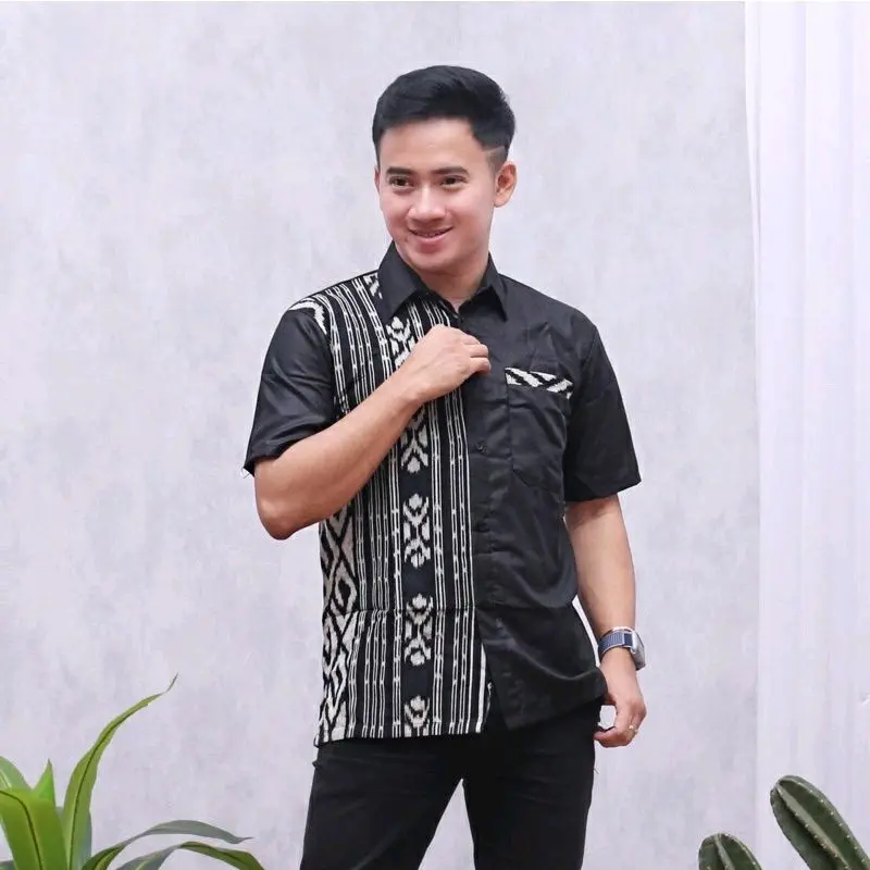 kemeja tenun pria kemeja pria lengan pendek Baju lengan Panjang kemeja Kain tenun 3