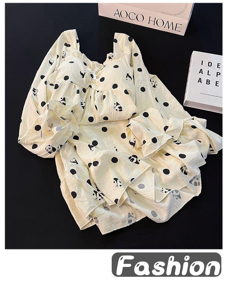 Product Introduction of Đồ Ngủ Nơ Hồng, Dành Cho Nữ, Bộ Sưu Tập Mùa Xuân Và Mùa Thu, Váy Ngủ Dài Tay, Có Đệm Ngực, Phong Cách Công Chúa Ngọt Ngào Và Dễ Thương, Dáng Rộng Vừa Vặn, Thích Hợp Mặc Nhà, Năm 2024 6