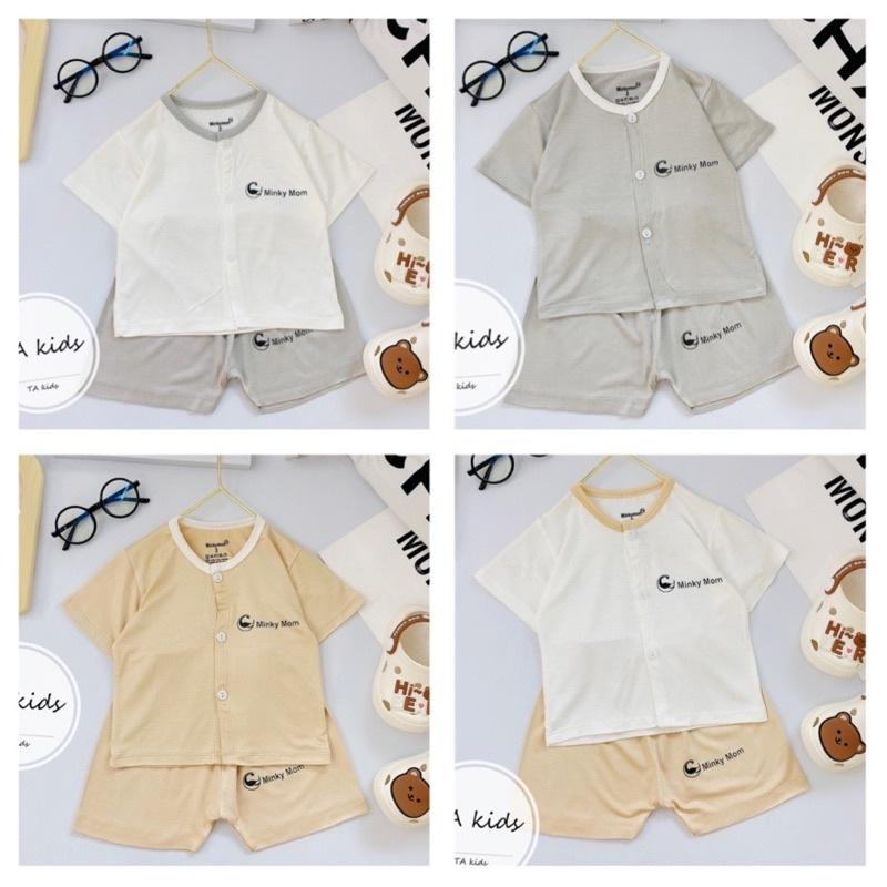 Combo 4 bộ cộc tay cúc giữa cho bé sơ sinh Đồ bộ Minky Mom Bộ thun lạnh cộc tay cho bé Quần áo bé trai bé gái