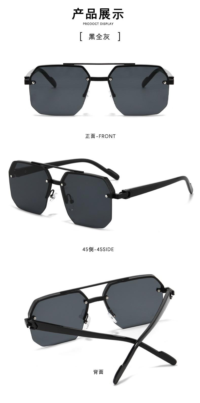 Product Introduction of Sunglasses 2024 new model for boys, with a big face and slim appearance while driving. Advanced UV resistant half frame sunglasses with a square frame 12