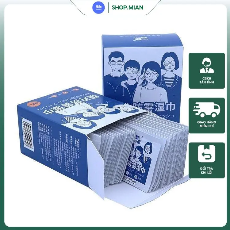 Combo 3 hộp 100 khăn lau kính Nano, chống bám hơi nước, chống bụi bẩn Mắt Kính