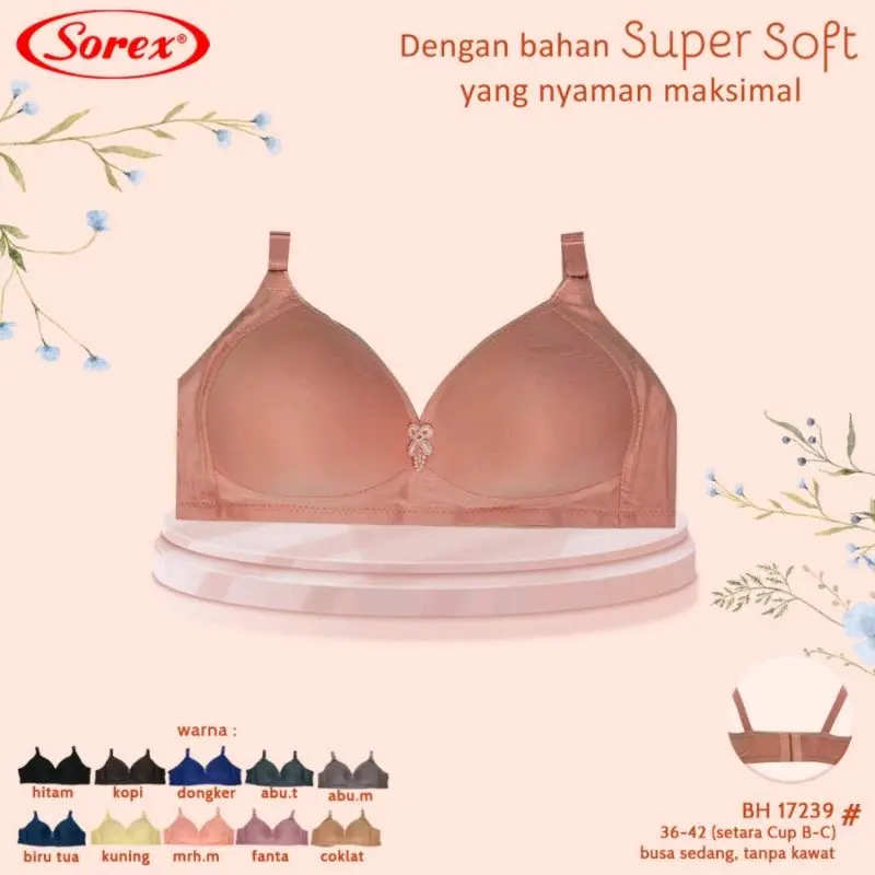 Sorex 17239 Bh Tanpa Kawat Cup Besar Setara B-C Super Soft Basic Bra Wanita Busa Tipis 7